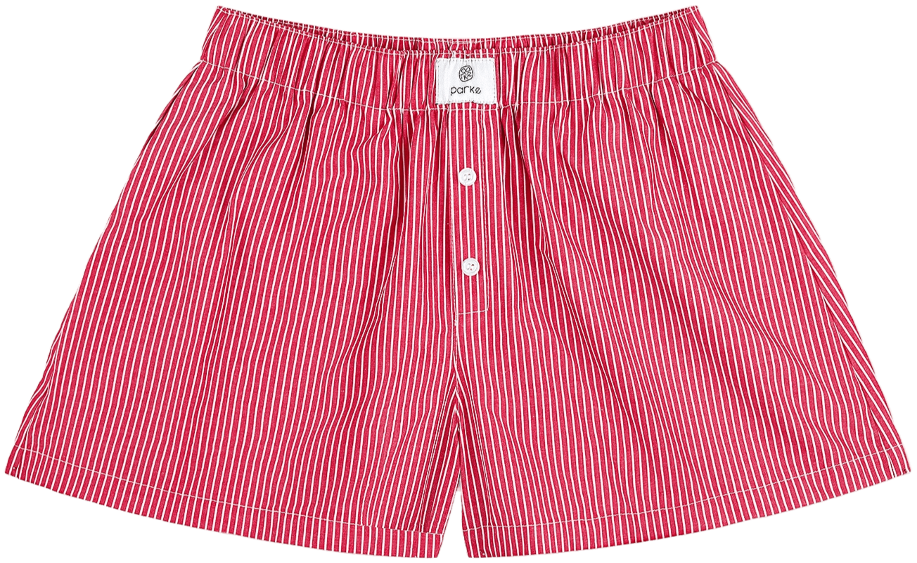 striped boxer shorts flat lay -cherry stripe